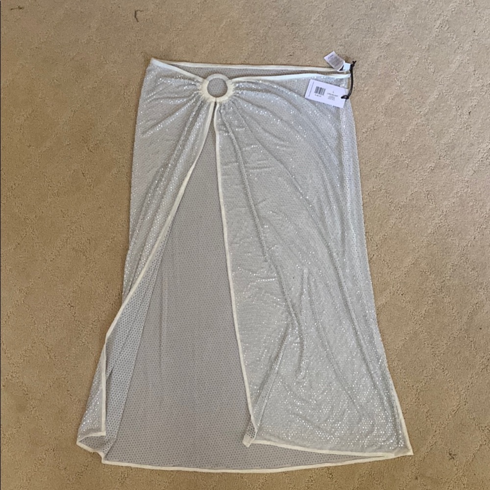 WeWoreWhat White Silver Rhinestone skirt cover up